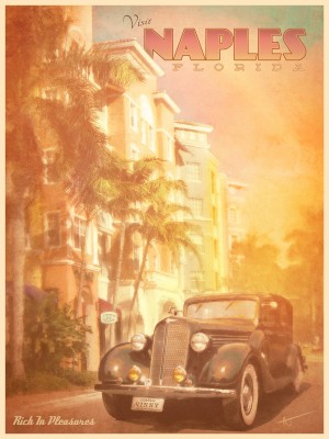 Visit Naples Florida Vintage Travel Poster